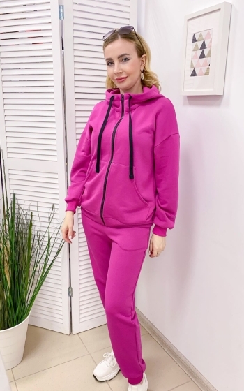 Спортивный костюм с капюшоном на молнии Розовый - Фуксия
